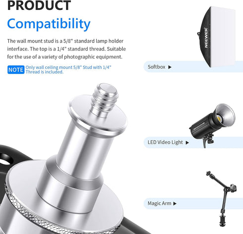 Neewer® Photography Photo Studio Video Wall Ceiling Mount 5/8" Stud with 1/4" Thread...