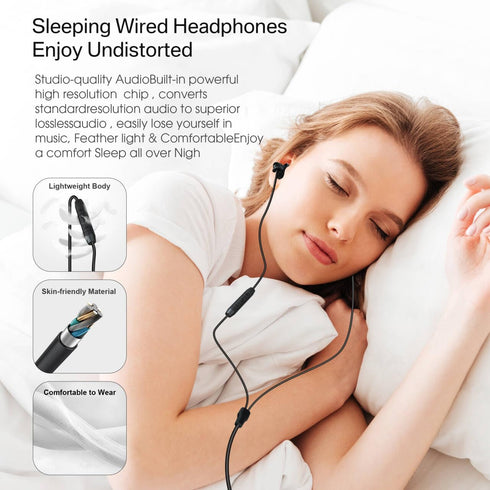 2 Pcs Wired Sleeping Earbuds, Sleep Earbuds for Side Sleepers 3.5MM Plug with Volume Control and Mic, Soft Silicone Sleep Headphones for Side Slee...