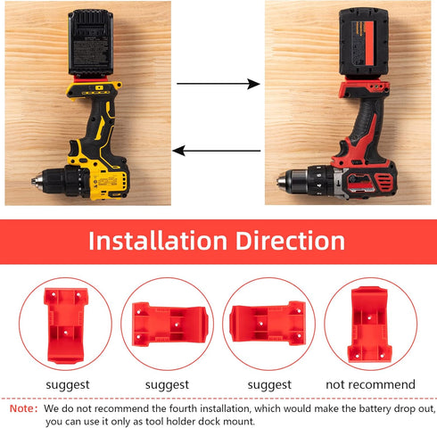 5 Pack Tool Mount for Milwaukee 18V Drill; Battery Holder for Milwaukee M18 Battery MOUNT/Hanger/Dock Holder Fit for 48-11-1820 48-11-1850 48-11-1...