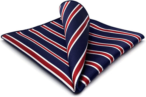 S&W SHLAX&WING Striped Pocket Square for Mens Suit Jacket Blue and Red...