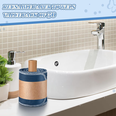 30 Pack Reusable Bidet Towels Washable Reusable Toilet Paper Bulk Paperless Towels Rolls Flannel Cotton Treadmill Towels Cloth Wipes Bathroom Napk...