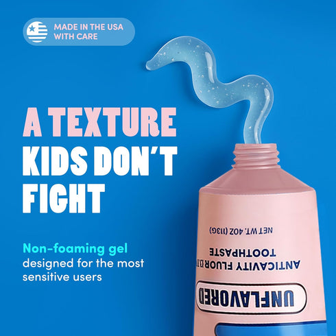 Dr. Bob Unflavored Anticavity Fluoride Toothpaste for Kids, Dentist-Recommended Toothpaste Gel with Xylitol for Sensitive Teeth, SLS-Free, Childre...