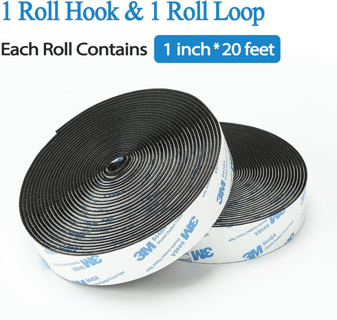 3M Hook and Loop Tape with Adhesive, Heavy Duty Self Sticky Interlocking Tape, Sewing Fasteners for Handmade, Photo Frames, Mosquito Net, Carpets,...
