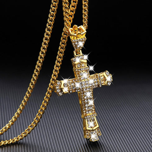 Bling Religious Cross Diamond Car Accessories for Women, Crystal Car Rear View Mirror Charms Car Decoration, Lucky Hanging Interior Ornament Penda...