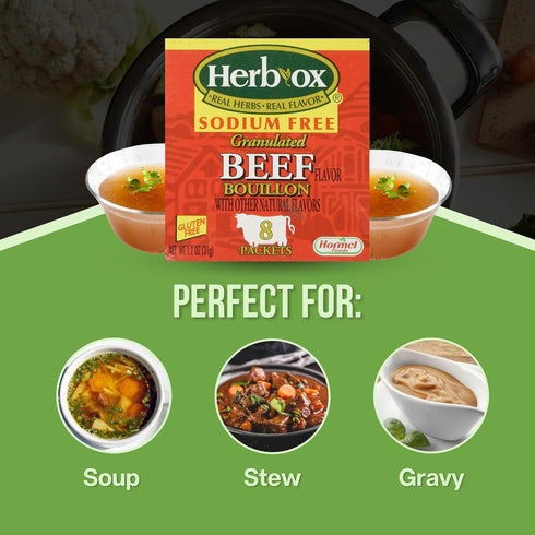 Beef Bouillon Seasoning Bundle. Includes Four 1.1 Oz Box 8ct Packets of Granulated Beef Bouillon. Gluten Free and Sodium Free Bouillon Beef Season...