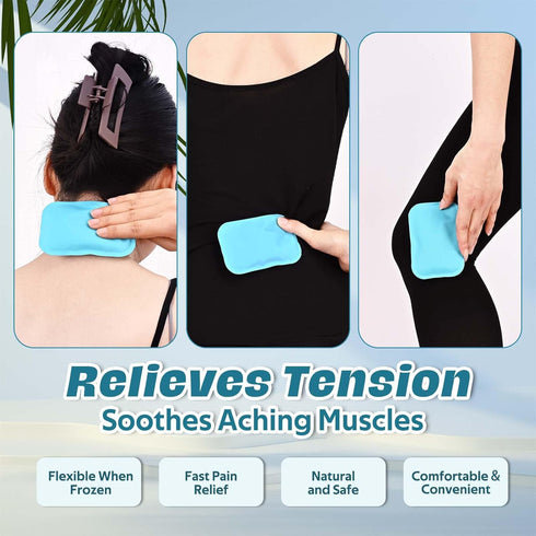 Ice Packs for Injuries, Reusable 2" x 4.5" - 6 Pack,Hot & Cold Pack, Ice Pack for Back Pain Relief, Flexible When Frozen,Cold Compress for Face,Ba...