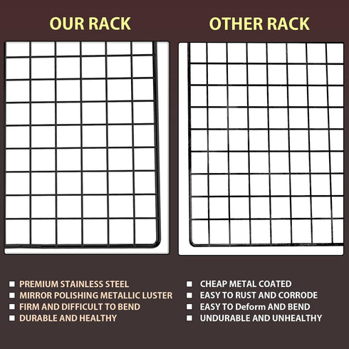 Briout Cooling Rack for Baking, 2-Pack 16x10 Inches Baking Rack, Thick Wire Cookie Rack for Cooking, Roasting, Grilling, Drying, Oven Safe, Fits H...