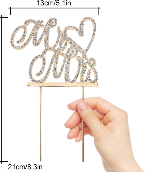 Mr and Mrs Love Cake Topper Wedding Anniversary Gold Crystal Rhinestone Party Decoration...