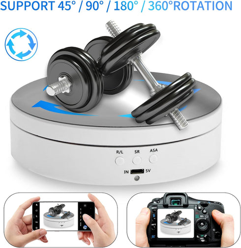 Foleto Rotating Display Stand, 360 Degree Motorized Turntable Display Stand for Photography Products and Shows, with USB Power Cable, Max Load 6.6...