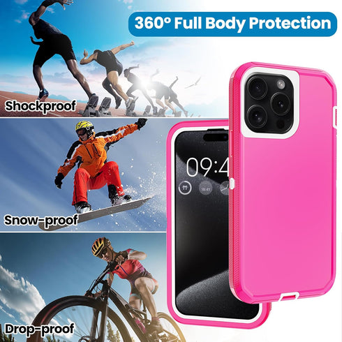 Annymall for iPhone 15 Pro Max Case with 2 Screen Protector,Shockproof Drop Protection Full Body Heavy Duty 3-Layer Military Rugged Durable Phone ...