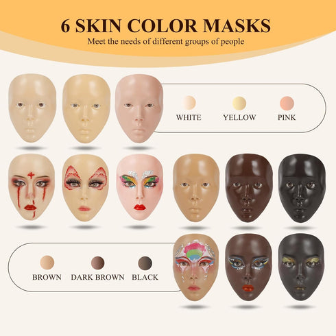 Makeup Practice Face Board, Makeup Mannequin Head for Practice, Eye Makeup Practice Face Silicone, Face Painting Practice Head for Beginners, Make...