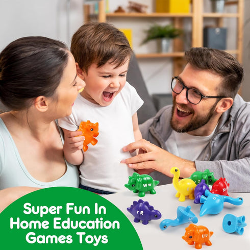 Matching Letters Dinosaur Toy, Double-Sided ABC Letters Dinosaur Match Game Preschool Fine Motor Toy with Uppercase Lowercase Alphabet, Educationa...