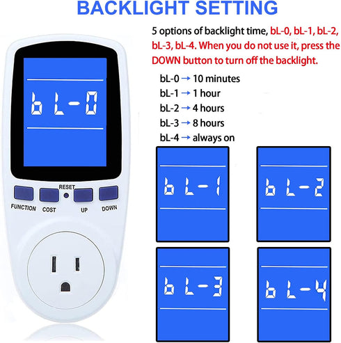 Upgraded Watt Power Meter Plug Home Electrical Usage Monitor Consumption, Energy Voltage Amps Kill Tester with Backlight, Overload Protection, 7 M...