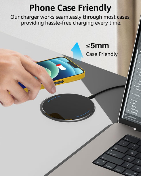TOZO 2024 Upgraded W1 Wireless Charger 15W Max Fast Wireless Charging Pad Compatible with iPhone 15/15 Plus/15 Pro Max/14/13/SE/12 Series, Samsung...