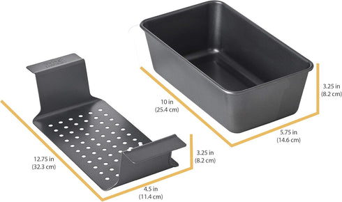 Chicago Metallic 2-Piece Healthy Meatloaf Pan with Draining Insert Professional Grade Non-Stick Carbon Steel Baking Pan with Lift and Serve Featur...