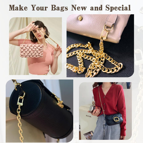 KASBEE Purse Chain Strap, Gold Chain Purse Strap, Crossbody Chain Strap for Purse Shoulder Bag, 47 Inch...