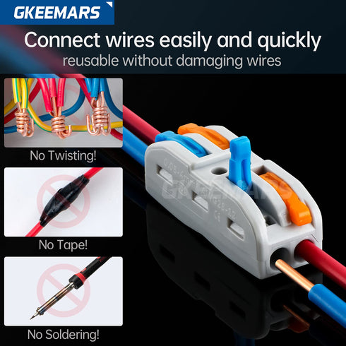 GKEEMARS 50 Pcs 2 Conductor Compact Connectors, Lever Wire Connectors Assortment Pack KV-212 Electrical Connectors Kit - 50 Pcs...
