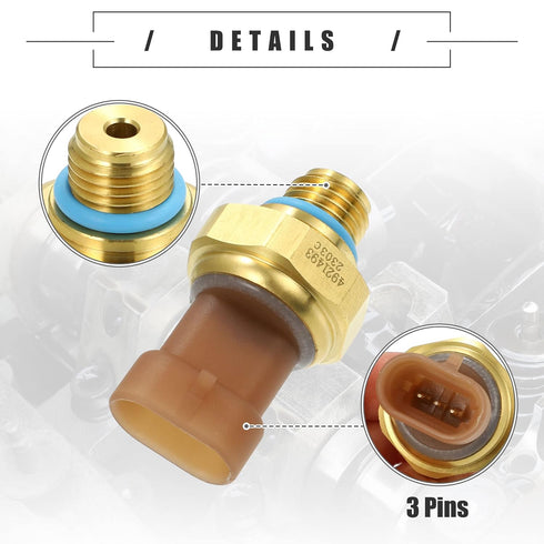 Motoforti Engine Oil Pressure Sensor, Oil Pressure Switch, Plastic, 4921493, Glod Tone Brown...