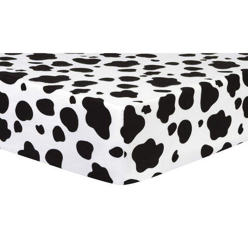 Cow Print Deluxe Flannel Fitted Crib Sheet-Cow Print, Cotton Flannel, Black, White, Fully Elasticized, 10 in Deep Pockets, Fits Standard Crib Matt...