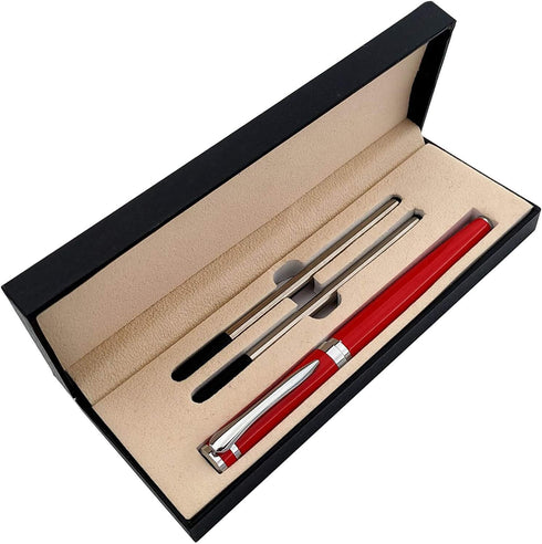 Metal Ballpoint Pen Business Signature Pen Gel Pen with Two Black Refills Nice Gift for Friends and Family (Red)......