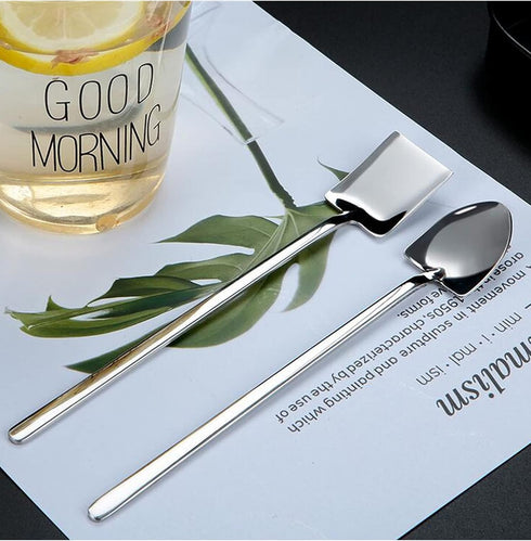 Fruit Dessert Shovel Spoons Set 4PCS, 6.8 inch Stainless Steel Mixed Dinner Teaspoon Spoons for Dessert Coffee Tea Ice Cream Fruit Cake for Home K...