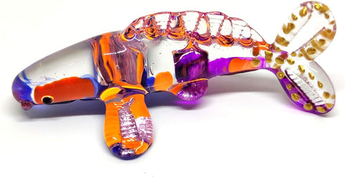 Japan Carp Koi Fish Miniature Figurines Animals Hand Blown Glass Art Collectible Gift Decorate (Purple Orange)...