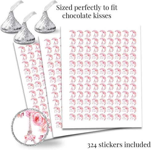 Ooh La La Watercolor Floral Paris Birthday Party Sticker Bundle Kit 429 pieces!!! Includes 60 2 Circle Stickers for Favors & Goodie Bags, 45 Mini ...