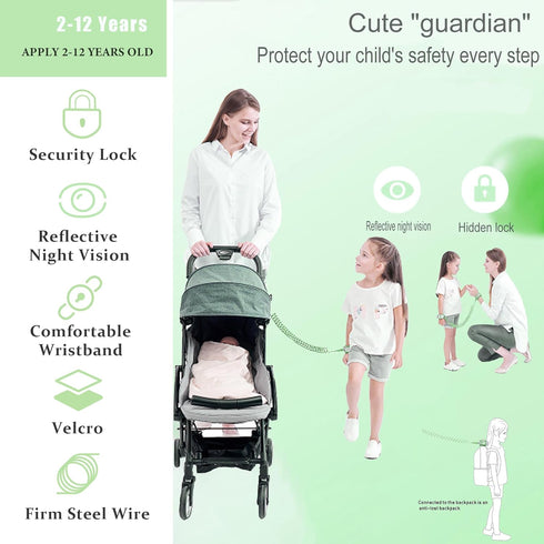 Toddler Harness Walking Leash- Child Anti Lost Wrist Link - Child Safety Harness - Upgrade with Reflective(6.5ft) - for Boys and Girls,Not Easy to...