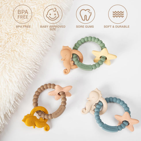 Silicone Teethers for Babies 0-6 6-12 Months Baby Teething Toys Teething Ring for Infant Boys Girls...