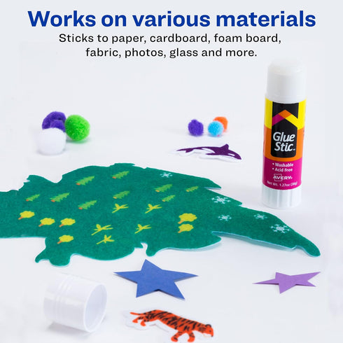 Avery Glue Stick White, Washable, Permanent, 1 Per Pack, 6 Packs, 6 Glue Sticks Total (00191)...