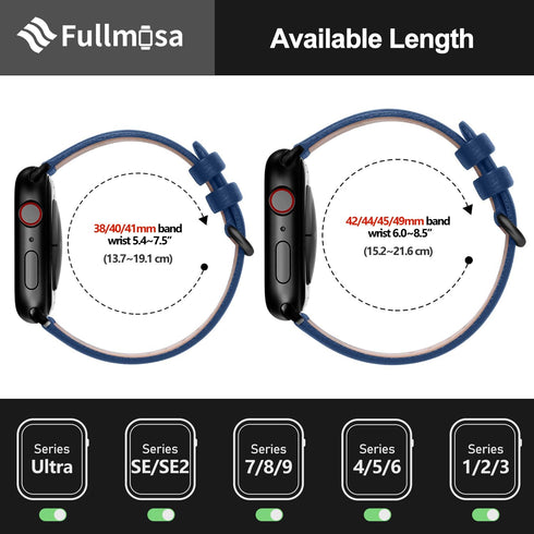 Fullmosa Leather Bands Compatible with Apple Watch Band 49mm 46mm 45mm 44mm 42mm for Men Women,Genuine Leather Strap for iWatch Ultra 2/Ultra/10/9...