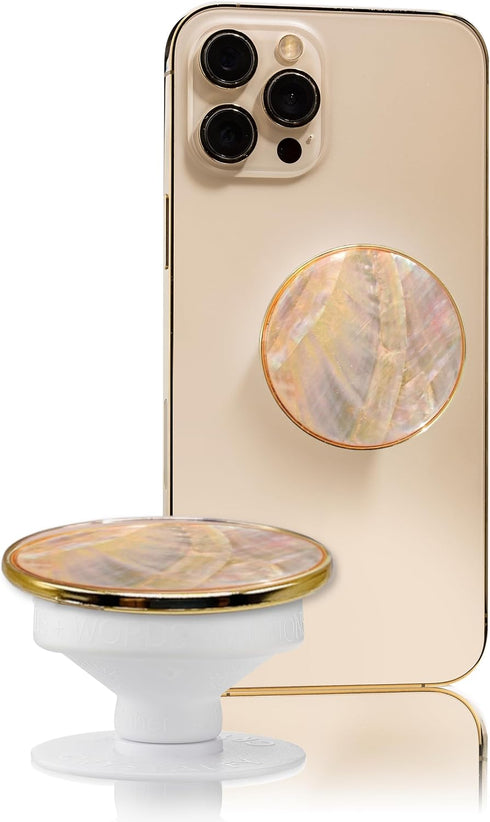 Grips by CRYSTALFY Authentic Natural Abalone Sea Shell Mother of Pearl Gemstone Coin Expandible Collapsible Mobile Phone Grip Stand Holder for Sma...