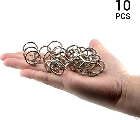 Pack of 10, 3 Ring Metal Loose Leaf Binders Book Rings with 20mm 0.8 Inch Inner Diameter Silver Ring Binders for Notebooks Photo Album DIY Travel ...