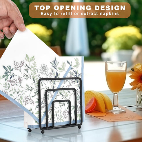 Napkin Holder for Table, Modern Metal Black Napkin Holders for Kitchen Dining Tables & Countertops, Paper Cocktail Napkins Holder Dispenser for In...