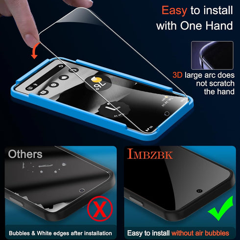 IMBZBK 4 Pack Screen Protector for Google Pixel 8 Pro Tempered Glass with 4 Pack Camera Lens Protector, Accessories 9H Anti Scratch for Pixel 8 Pr...