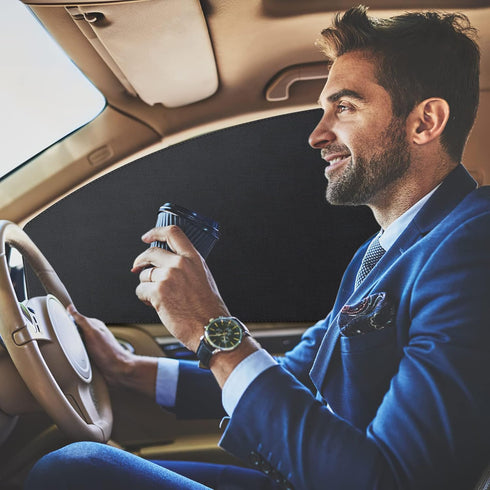 ZATOOTO Car Window Shades - 2 Pcs Black Silk Side Front Protection Covers - Magnetic Privacy Sun Shades Curtain Keeps Cooler for Baby Kids Sleepin...