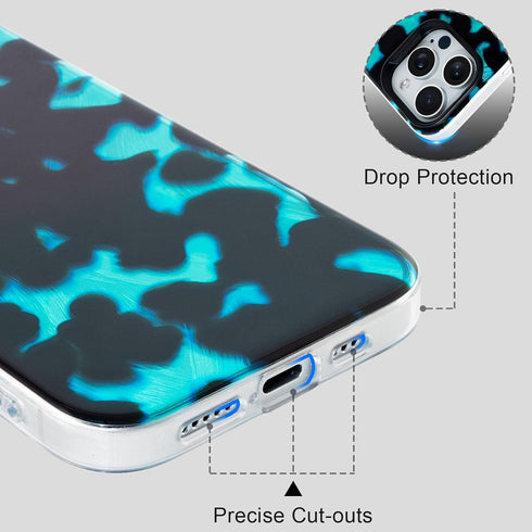 Compatible with iPhone 13/14/15 Case, Blue Leopard Print for Girl Women Men, TPU Bumper Clear Phone Case Cover Designed for iPhone 13/14/15 6.1 In...