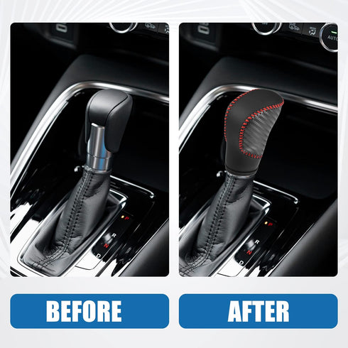 Gear Shift Lever Cover Automotive Interior Gear Shift Knob Trim for Honda Accord 10th Gen 2018-2022 Carbon Fiber Black Red Stitches...