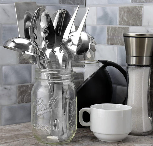 Darware Complete Serving Set (6-Piece, Silver); w/Pasta Server, Fork, Slotted Spoon, Ladle, & Cake/Casserole Server...