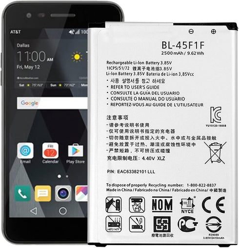 DDONG for LG Fortune M153 Fortune 2 LMX210CM, K8 2017, LV3 Replacement Battery BL-45F1F 2500mAh...