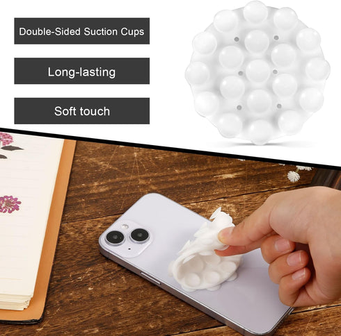 Double Sided Suction Phone Mount, Round Silicone Suction Cup Phone Holder Multifunctional Suction Phone Case Self-Adhesive Phone Sticky Grip for M...
