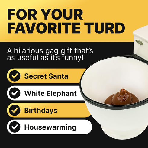 Fairly Odd Novelties Ceramic Toilet Coffee Mug - Now With Hidden Poop 11-Ounces, White...