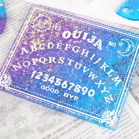 Spirit Board Planchette Epoxy Resin Silicone Molds Raven Skull Pendant, Holographic Transparent Films, Gothic Jewelry Casting Supplies 5-Count...