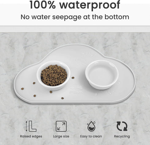 Ptlom Pet Placemat for Dogs and Cats, Non-Slip Waterproof Dog Feeding Mats Prevent Food and Water Overflow, Puppy Bowl Mat Suitable for Small, Med...
