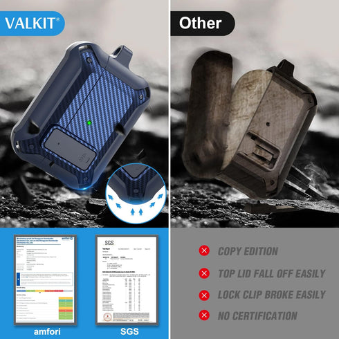 Valkit Compatible Airpods Pro Case with Lock Clip, Carbon Fiber Texture Air Pod Pro Case Cover with Keychain for Men Women Cool AirPod Pro Shockpr...