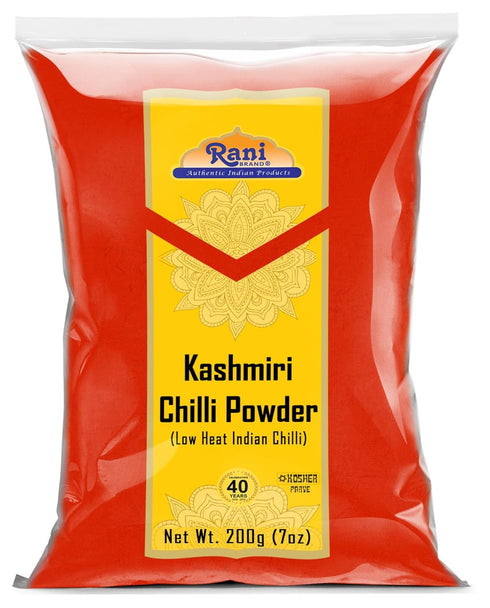 Rani Kashmiri Chilli Powder (Deggi Mirch, Low Heat) Ground Indian Spice 7oz (200g) ~ All Natural, Salt-Free | Vegan | No Colors | Gluten Friendly ...