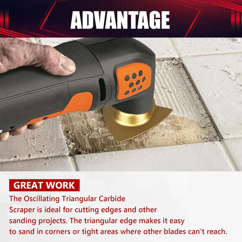 6PCS Oscillating Tool Blades, Universal Mixed Carbide Oscillating Tool Blades Set, Fit for Grout Removal, Compatible with Most Oscillating Power T...