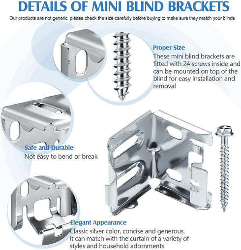 Jetec 6 Pieces Mini Blind Brackets Bracket for Window Blinds, with Screws...