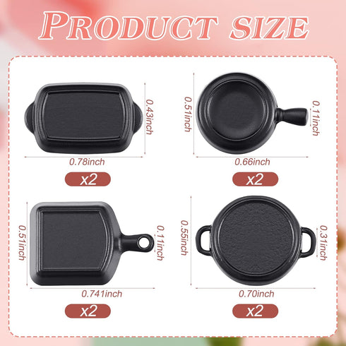 Skylety 8 Pcs Dollhouse Kitchen Accessories Dollhouse Metal Miniature Pots and Pans Mini Kitchen Stovetop Cookware Dollhouse Christmas Role Play P...