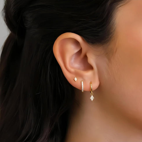 GEORGE · SMITH Gold Hoop Earrings Set for Women, 14K Gold Plated Hypoallergenic Cartilage Earring Stacks, Dainty Multiple Piercing Huggie Earrings...
